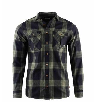 ReBorn woolshirt M&#39;s Check Dark Grey / Salvia L