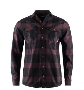 ReBorn woolshirt M&#39;s Check Dark Grey / Bordeau L