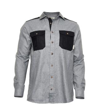 ReBorn woolshirt M&#39;s Light Grey/Dark Grey Melange XL